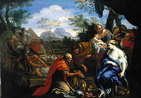 Rahel, seduto nell' immagine nascosta di suo padre  a Pietro da Cortona (entourage)