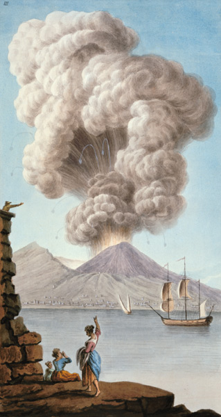 Eruption of Vesuvius, Monday 9th August 1779, plate 3, published as a supplement to 'Campi Phlegraei a Pietro Fabris