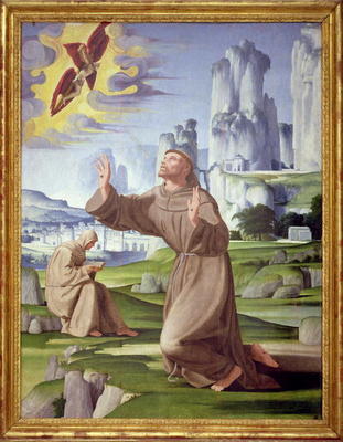 St. Francis Receiving the Stigmata (tempera on panel) (see also 59263) a Pietro Francione