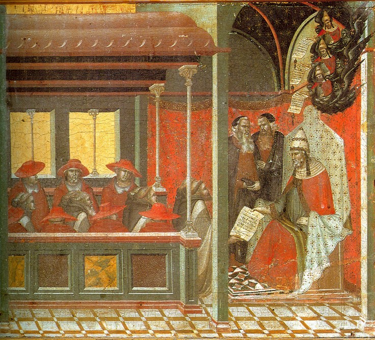 Pope John XXII Approving the Carmelite Rule (Predella panel) a Pietro Lorenzetti