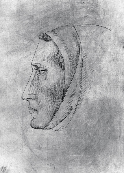 Head of a monk, from the The Vallardi Album a Pisanello