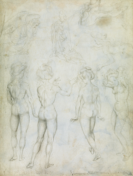 Four Studies of a Female Nude, an Annunciation and Two Studies of a Woman Swimming a Pisanello