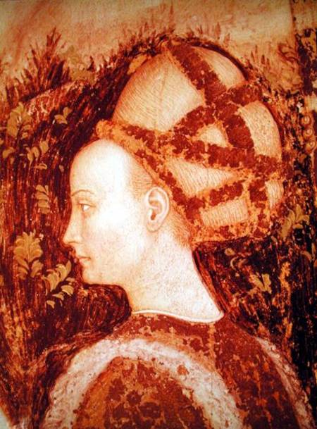 St. George and the Princess of Trebizond, detail of the head of the princess a Pisanello