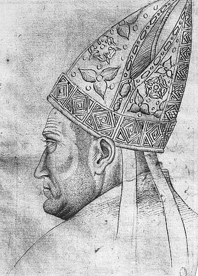 Head of a bishop, from the The Vallardi Album a Pisanello