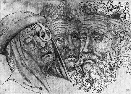 Heads of three men, from the The Vallardi Album a Pisanello