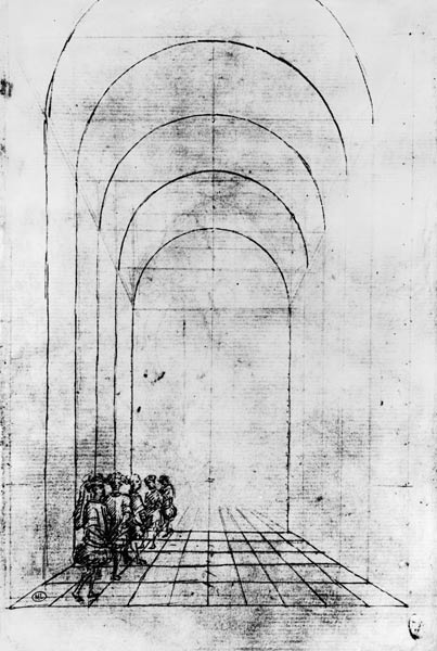People under an Arch (black & white photoprint) a Pisanello