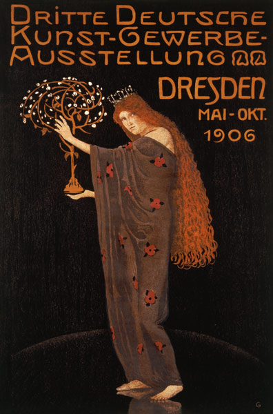 Poster for the 3rd German arts and crafts -- exhibition in 1906 of Otto Gussmann a Poster d'autore