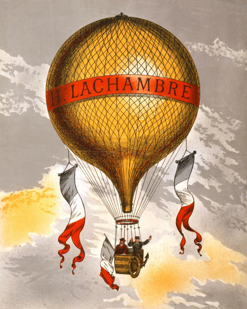 Balloon Labeled With Two Men Riding In the Basket 1880 a Poster d'autore