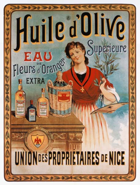 Poster advertising olive oil made in Nice, France a Poster d'autore