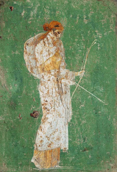 Roman civilization. Fresco depicting Diana a Pompeji, Wandmalerei
