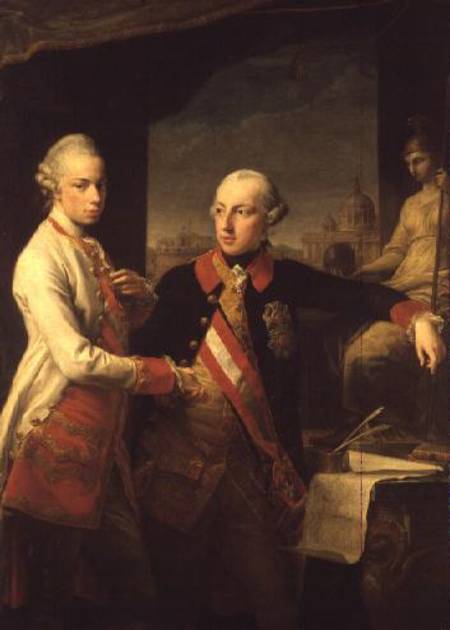 Kaiser Joseph II (1741-90), and the Grand Duke Leopold of Tuscany, 1769 a Pompeo Girolamo Batoni