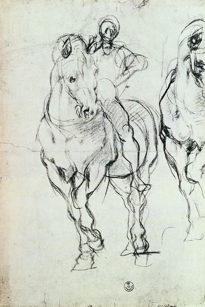 Study of a horseman for 'The Israelites Quenching Their Thirst in the Desert' a Pontormo,Jacopo Carucci da