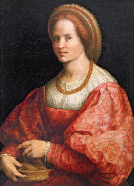Portrait of a Woman with a Basket of Spindles a Pontormo,Jacopo Carucci da
