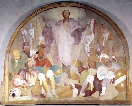 The Resurrection, lunette from the fresco cycle of the Passion a Pontormo,Jacopo Carucci da