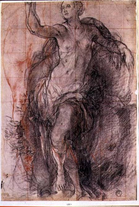 Study of a female figure with loose drapery a Pontormo,Jacopo Carucci da