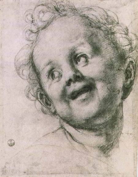 Study of a putto for the 'Holy Family with Saints' (Pucci altarpiece) in the Church of San Michele V a Pontormo,Jacopo Carucci da