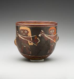 Bowl decorated with Men Spinning (painted terracotta)