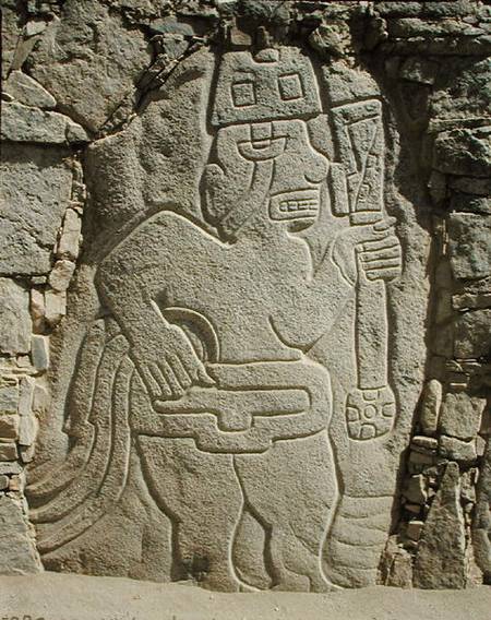 Stela depicting a warrior holding a club, Chavin Culture a Pre-Columbian
