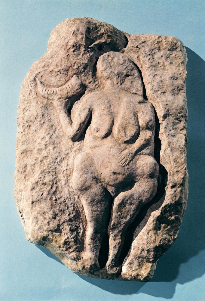 Venus with a horn, from Laussel in the Dordogne a Prehistoric