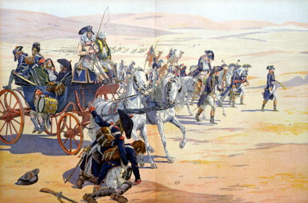 Napoleon (1769-1821) and his Troops in the Desert during the Egyptian Campaign, illustration from 'B a pseudonym for Onfray de Breville, Jacques Job