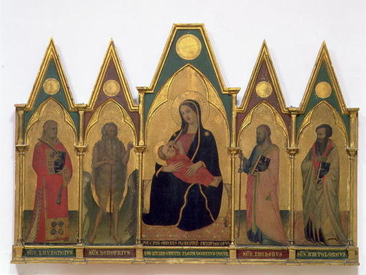 Madonna of Humility with Saints (tempera on panel) a Puccio di Simone