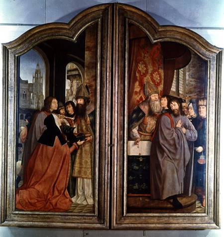 The Holy Kinship, or the Altarpiece of St. Anne, detail of the right panel depicting the Death of St a Quentin Massys or Metsys