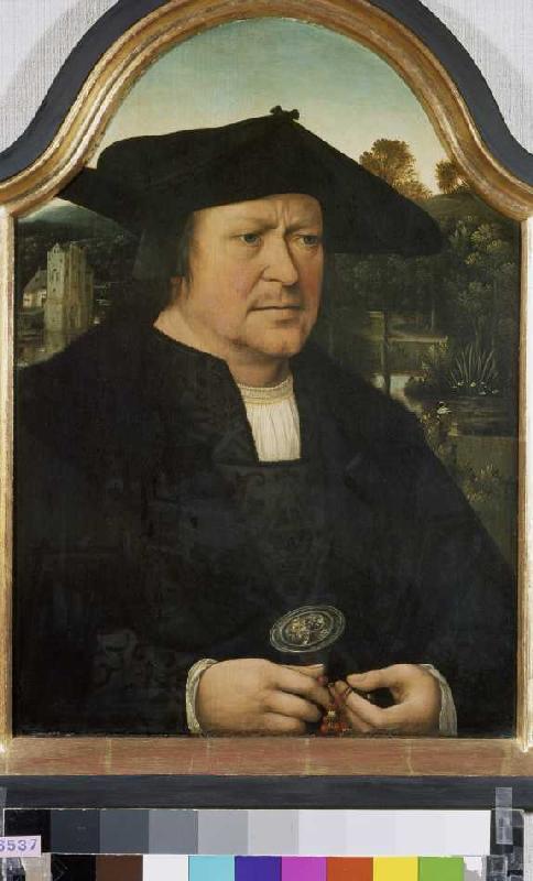 Portrait of an unknown man with a rosary. a Quinten Massys