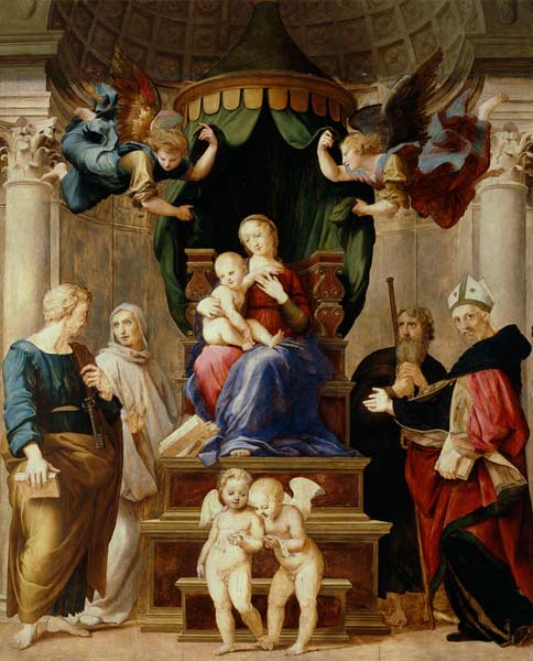 Die Madonna unter dem Baldachin. a Raffaello Sanzio