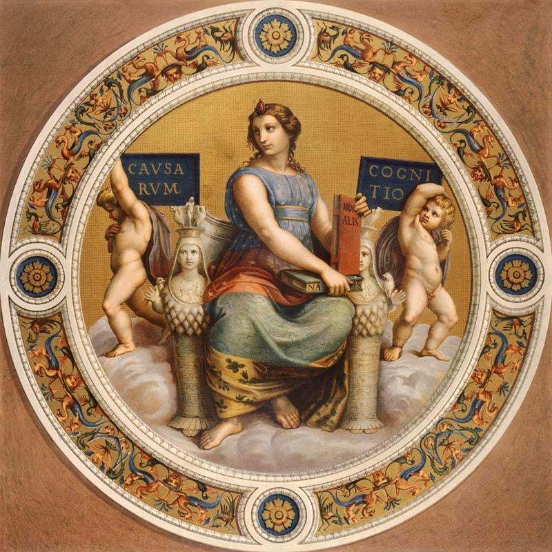 The philosophy (detail) part of blanket of the Stanza della Segnatura a Raffaello Sanzio
