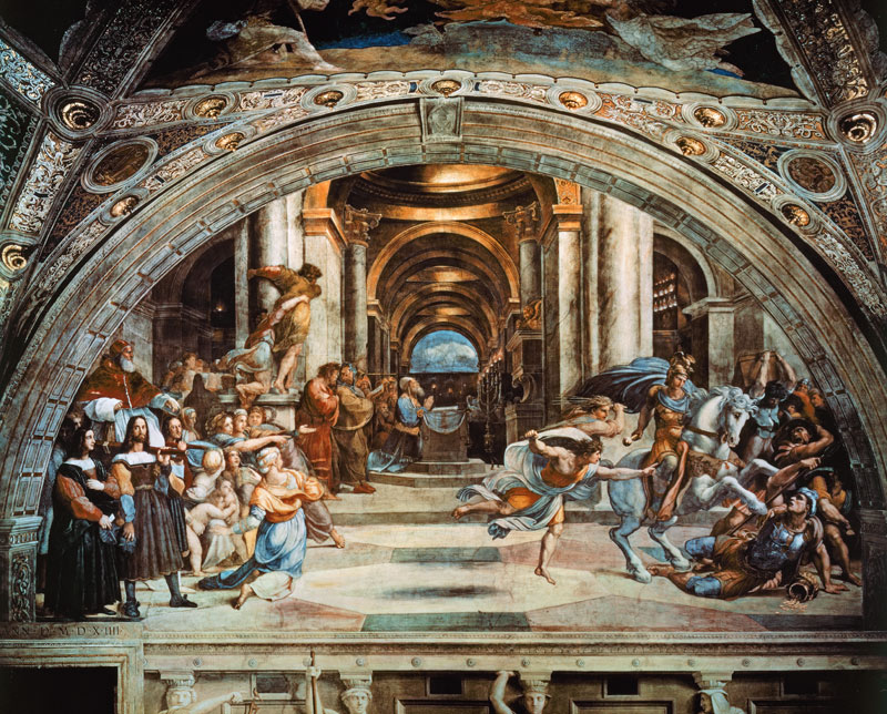 Die Vertreibung des Heliodor aus dem Tempel a Raffaello Sanzio