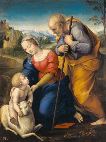 The Holy Family with a Lamb a Raffaello Sanzio