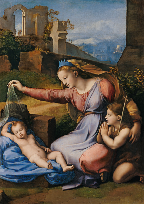 Madonna with sleeping child and St. of Johannes (Madonna with the diadem) a Raffaello Sanzio
