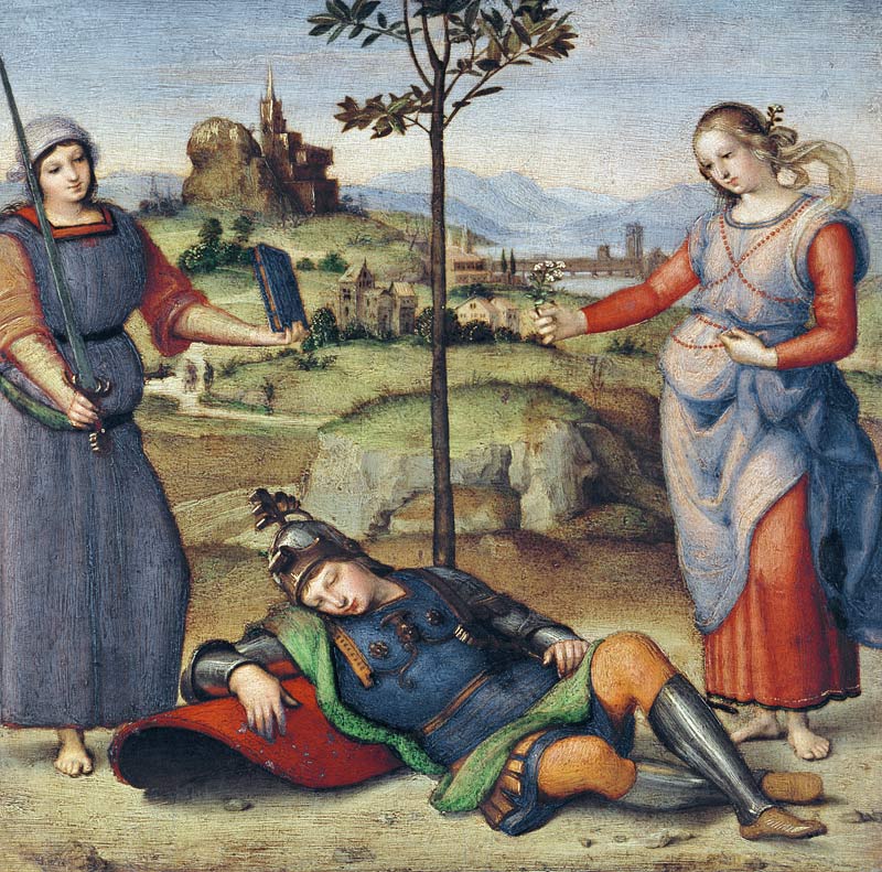Vision of a Knight, c.1504 (oil on poplar) a Raffaello Sanzio