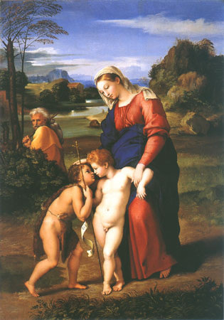 Holy Family with St. Johannes (Madonna del Passeggio) a Raffaello Sanzio
