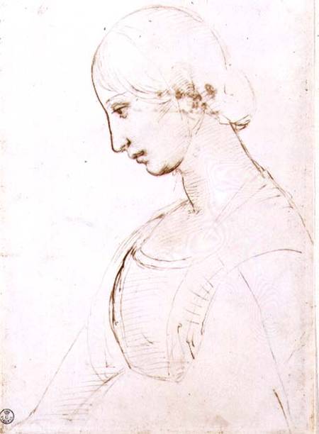 Portrait of a young woman (pen & ink) a Raffaello Sanzio