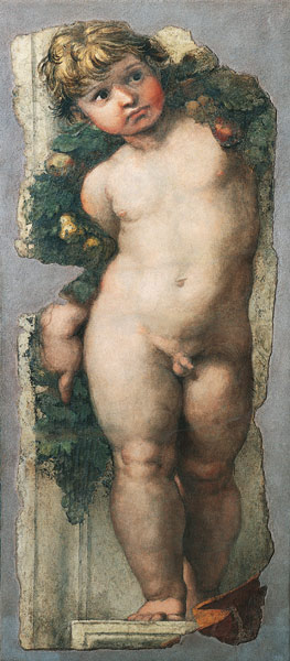 Putto with Festoon (fresco fragment) a Raffaello Sanzio