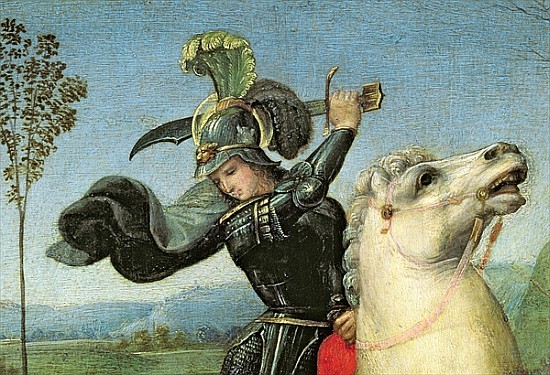 St. George Struggling with the Dragon, c.1503-05 (detail of 15971) a Raffaello Sanzio