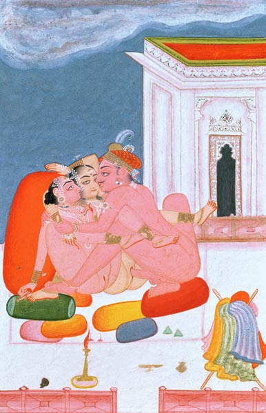 A Prince involved in united intercourse, described by Vatsyayana in his 'Kama Sutra', Bundi, Rajasth a Rajput School