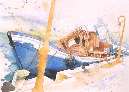Blue boat, port Andratx a Ralf Kresin