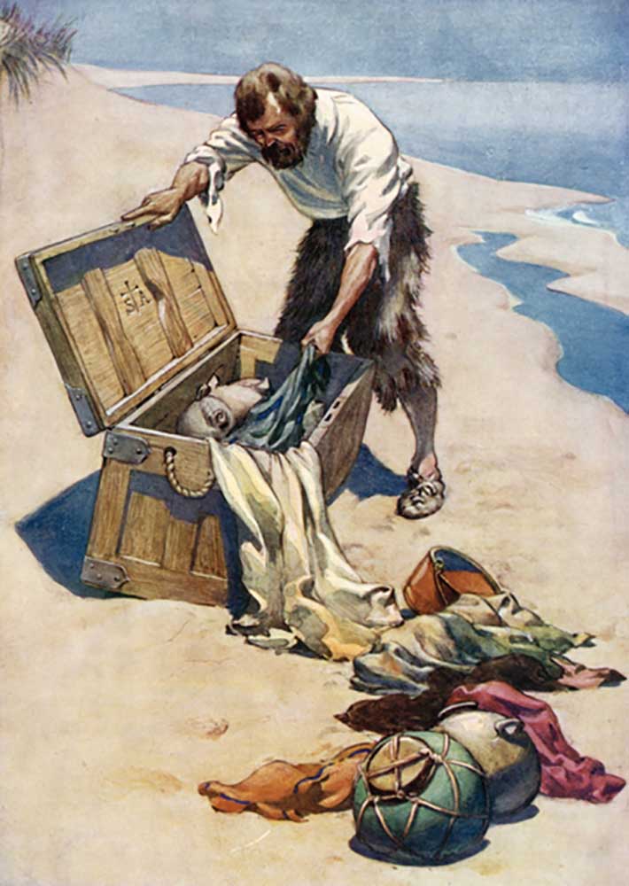 Illustration for Robinson Crusoe by Daniel Defoe a Ralph Noel Pocock