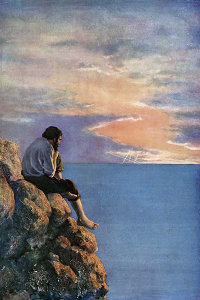 Illustration for Robinson Crusoe by Daniel Defoe a Ralph Noel Pocock