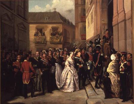 Isabella II of Spain (1830-1904) and her husband Francisco de Assisi visiting the Church of Santa Ma a Ramon Soldevilla Trepat