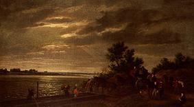 A Coach crosses the River Leck in Holland at Moonlight a Ramsey Richard Reinagle
