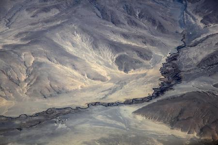 Aerial View of the River on Tibet Plateau
