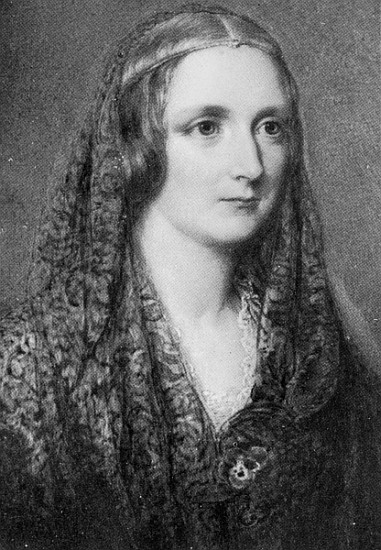 Mary Shelley, an idealised portrait created after her death (oil on enamel) a Reginald Easton