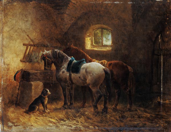 Horses in the stable a Reinhold Braun