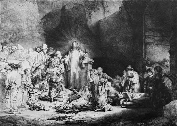 Christus heilt die Kranken (sog. Hundertguldenblatt) a Rembrandt van Rijn