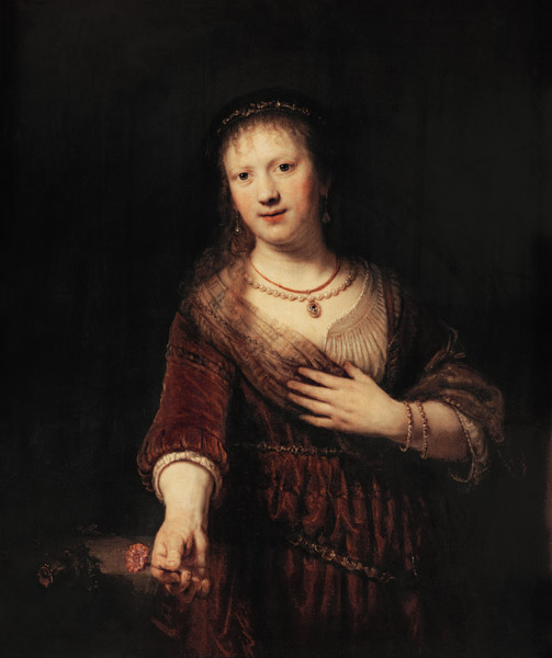 Saskia with the red flower a Rembrandt van Rijn