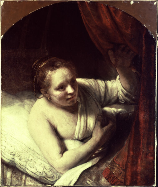 Rembrandt, Junge Frau im Bett a Rembrandt van Rijn