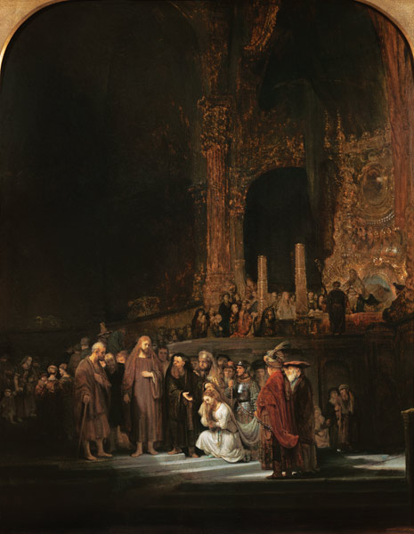 Rembrandt / Christ and the Adultress a Rembrandt van Rijn